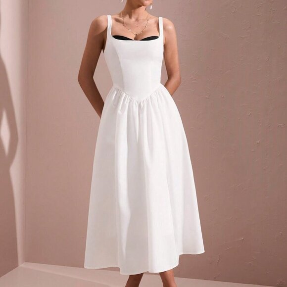 White Elegant Women's Summer Sleeveless Bodycon Corset Top - Picture 1 of 5